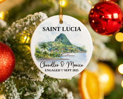 Saint Lucia Engagement Ornament Custom Gift Souvenir Bauble Present