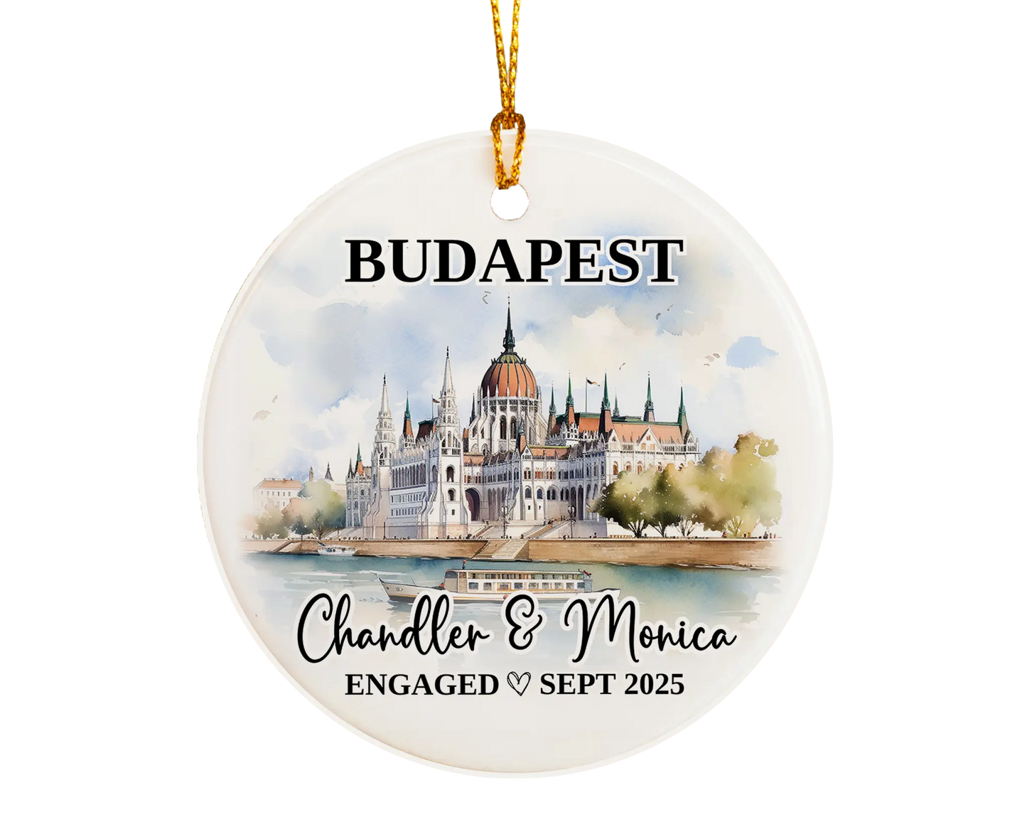 Budapest Engagement Ornament Custom Gift Souvenir Bauble Present