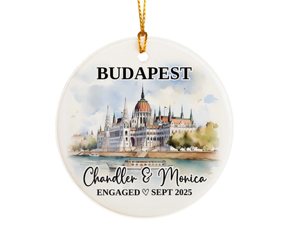 Budapest Engagement Ornament Custom Gift Souvenir Bauble Present