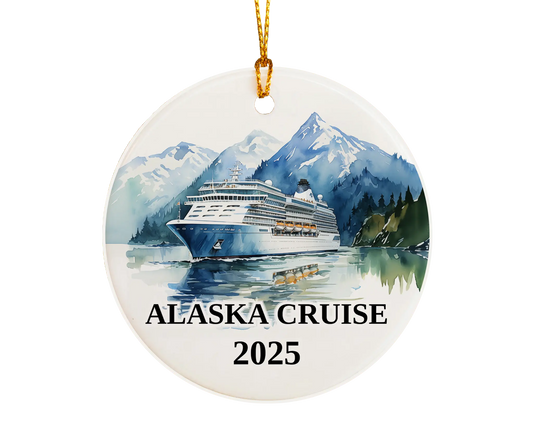 Custom Alaska ceramic photo ornament with personalized message – handmade Christmas bauble, gift souvenir, or vacation keepsake