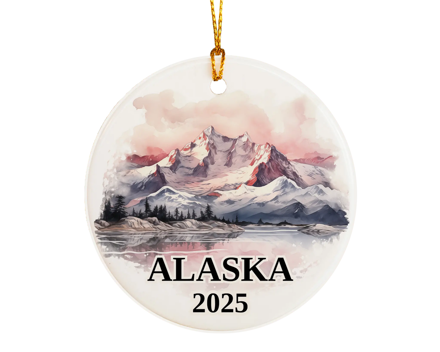 Custom Alaska ceramic photo ornament with personalized message – handmade Christmas bauble, gift souvenir, or vacation keepsake