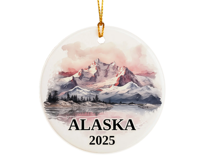 Custom Alaska ceramic photo ornament with personalized message – handmade Christmas bauble, gift souvenir, or vacation keepsake