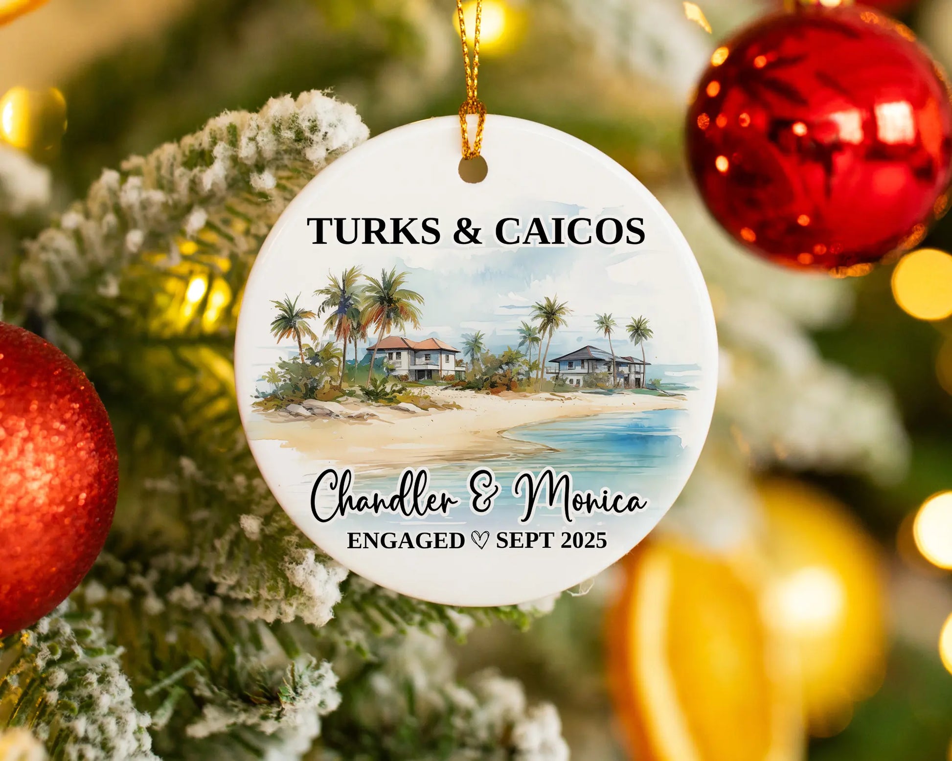 Turks and Caicos Engagement Ornament Custom Gift Souvenir Bauble Present