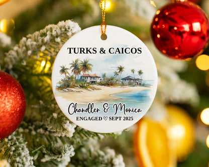 Turks and Caicos Engagement Ornament Custom Gift Souvenir Bauble Present