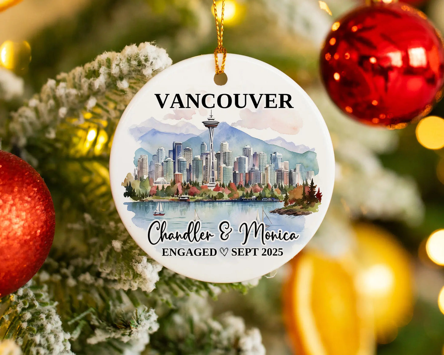 Vancouver Engagement Ornament Custom Gift Souvenir Bauble Present