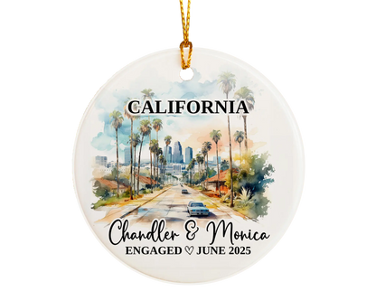 California Engagement Ornament Custom Gift Souvenir Bauble Present