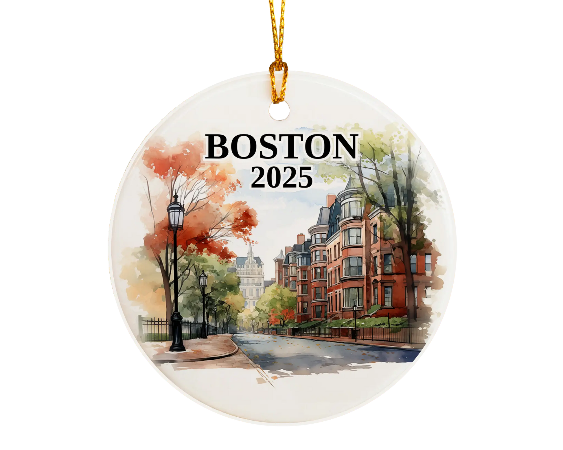 Boston Massachusetts Ornament Custom Gift Souvenir Bauble. Custom Boston Massachusetts ceramic photo ornament with personalized message – handmade Christmas bauble, gift souvenir, or vacation keepsake.  