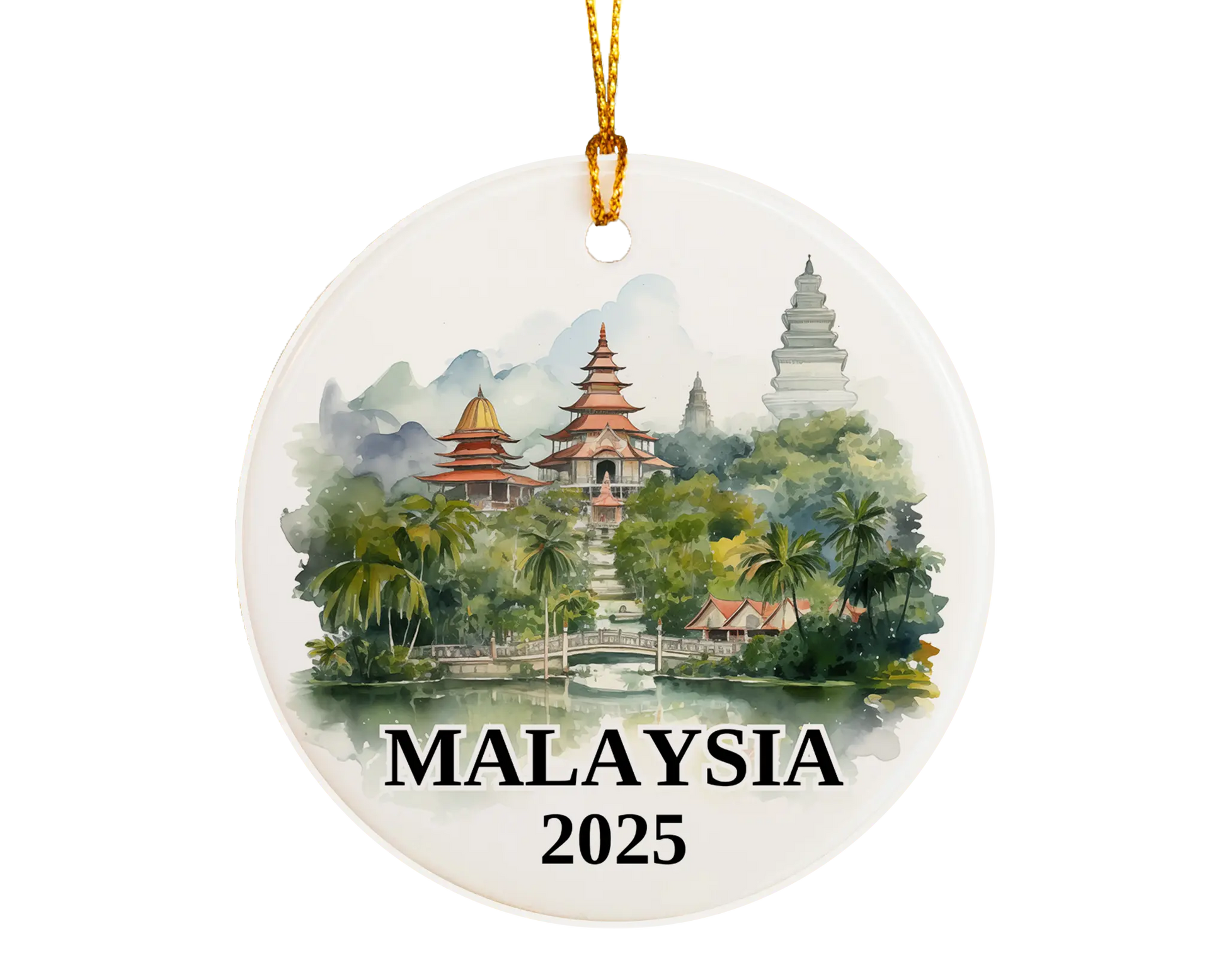 Malaysia Ornament Custom Gift Souvenir Bauble. Custom Malaysia ceramic photo ornament with personalized message – handmade Christmas bauble, gift souvenir, or vacation keepsake.  