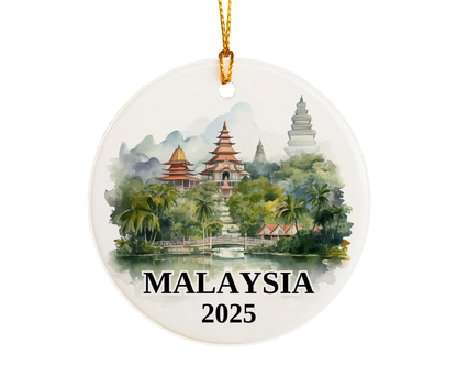 Malaysia Ornament Custom Gift Souvenir Bauble. Custom Malaysia ceramic photo ornament with personalized message – handmade Christmas bauble, gift souvenir, or vacation keepsake.  