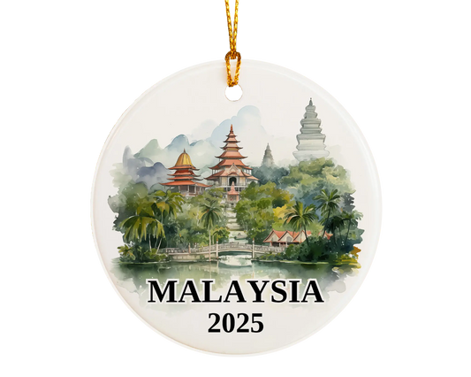 Malaysia Ornament Custom Gift Souvenir Bauble. Custom Malaysia ceramic photo ornament with personalized message – handmade Christmas bauble, gift souvenir, or vacation keepsake.  