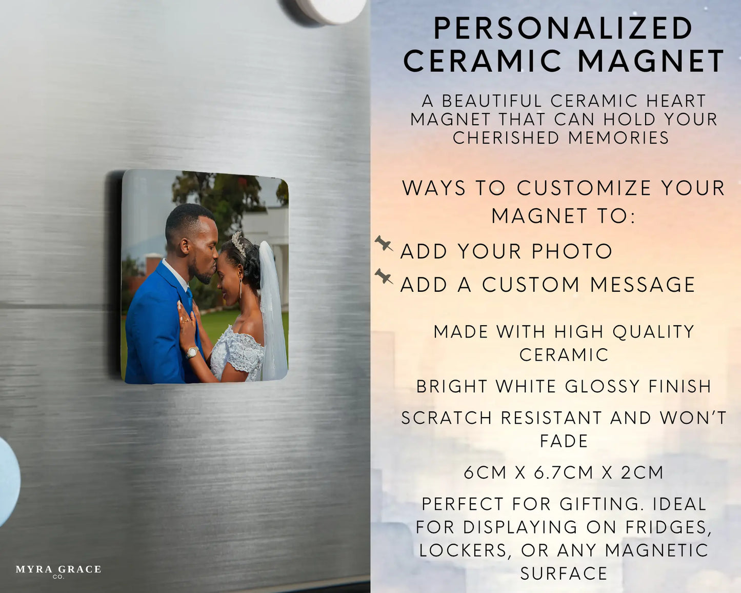 Custom Photo Magnets. Gift for Wedding, newlyweds, and couples. Infographic