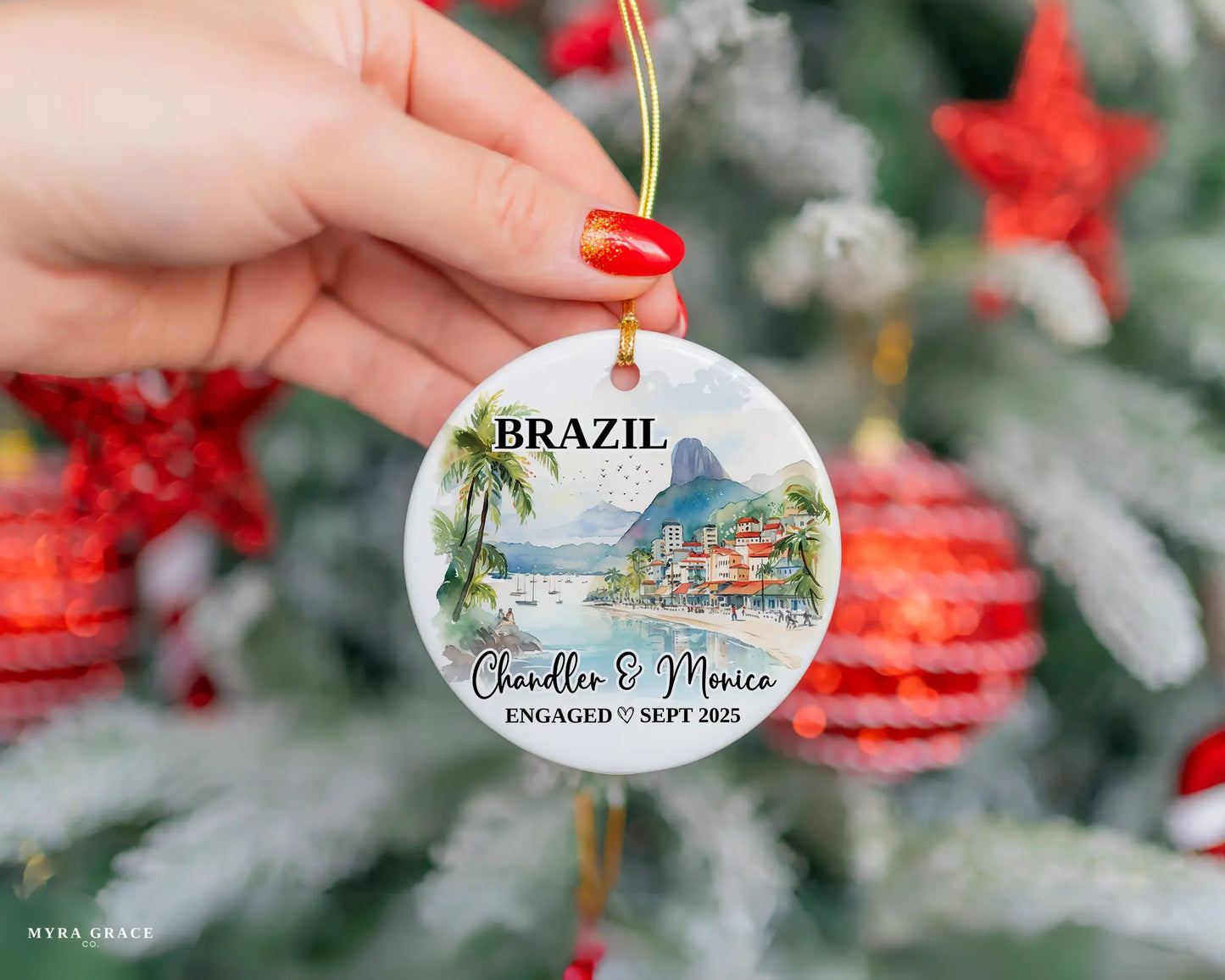 Brazil Engagement Ornament Custom Gift Souvenir Bauble Present