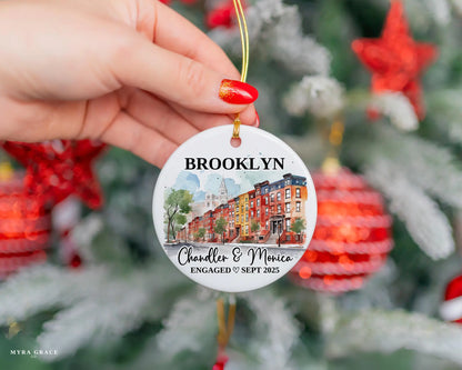 Brooklyn Engagement Ornament Custom Gift Souvenir Bauble Present