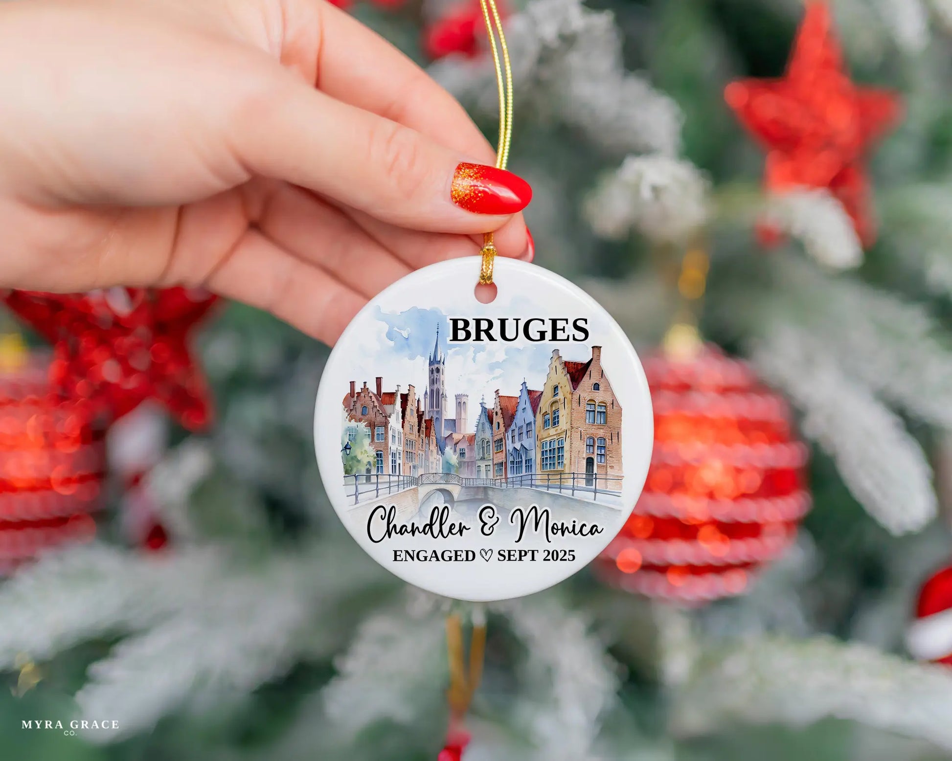 Bruges Engagement Ornament Custom Gift Souvenir Bauble Present