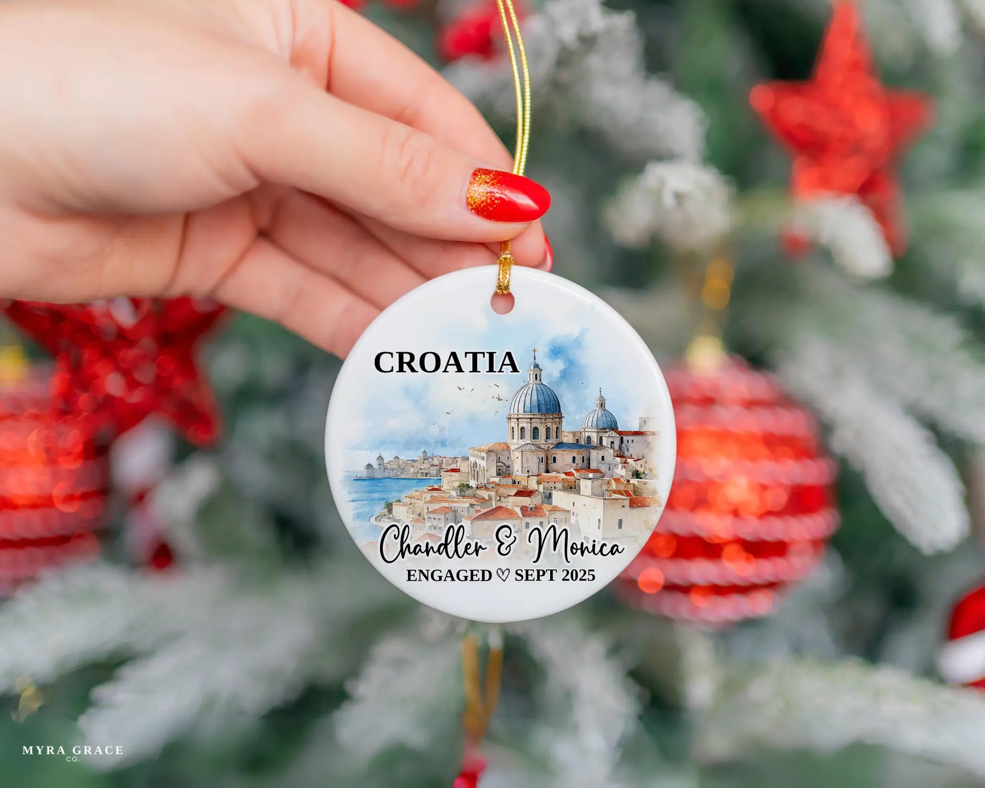 Croatia Engagement Ornament Custom Gift Souvenir Bauble Present