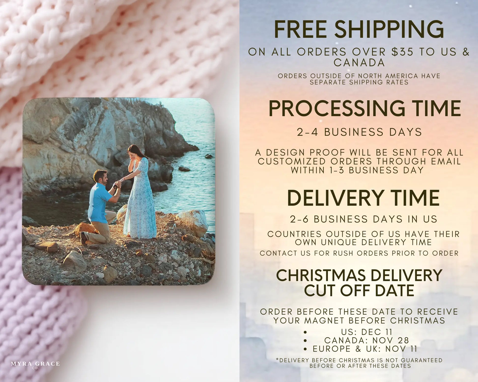 Engagement Magnet Custom Personalized Gift Souvenir Present. Free shipping