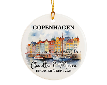 Copenhagen Engagement Custom Ornament, Copenhagen Bauble, Denmark