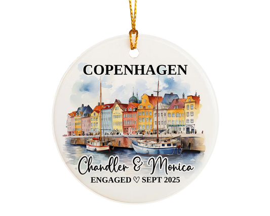 Copenhagen Engagement Custom Ornament, Copenhagen Bauble, Denmark