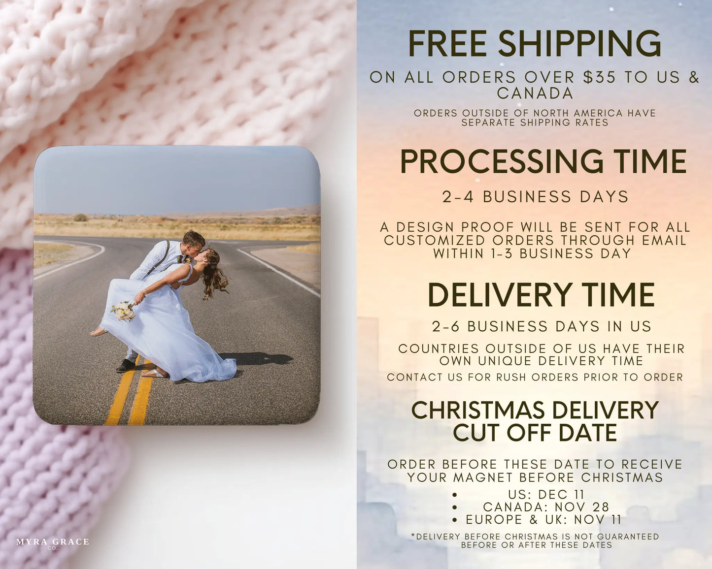 Wedding Magnet Custom Personalized Gift Souvenir Present. Free shipping