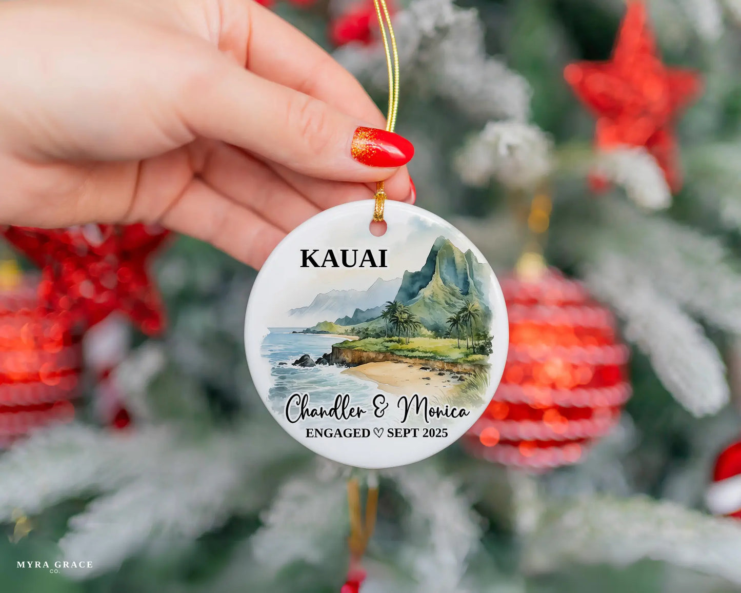 Kauai Engagement Ornament Custom Gift Souvenir Bauble Present