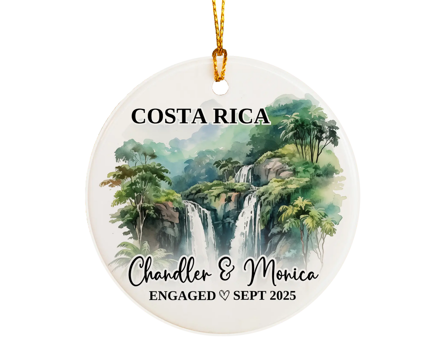 Costa Rica Engagement Ornament Custom Gift Souvenir Bauble Present