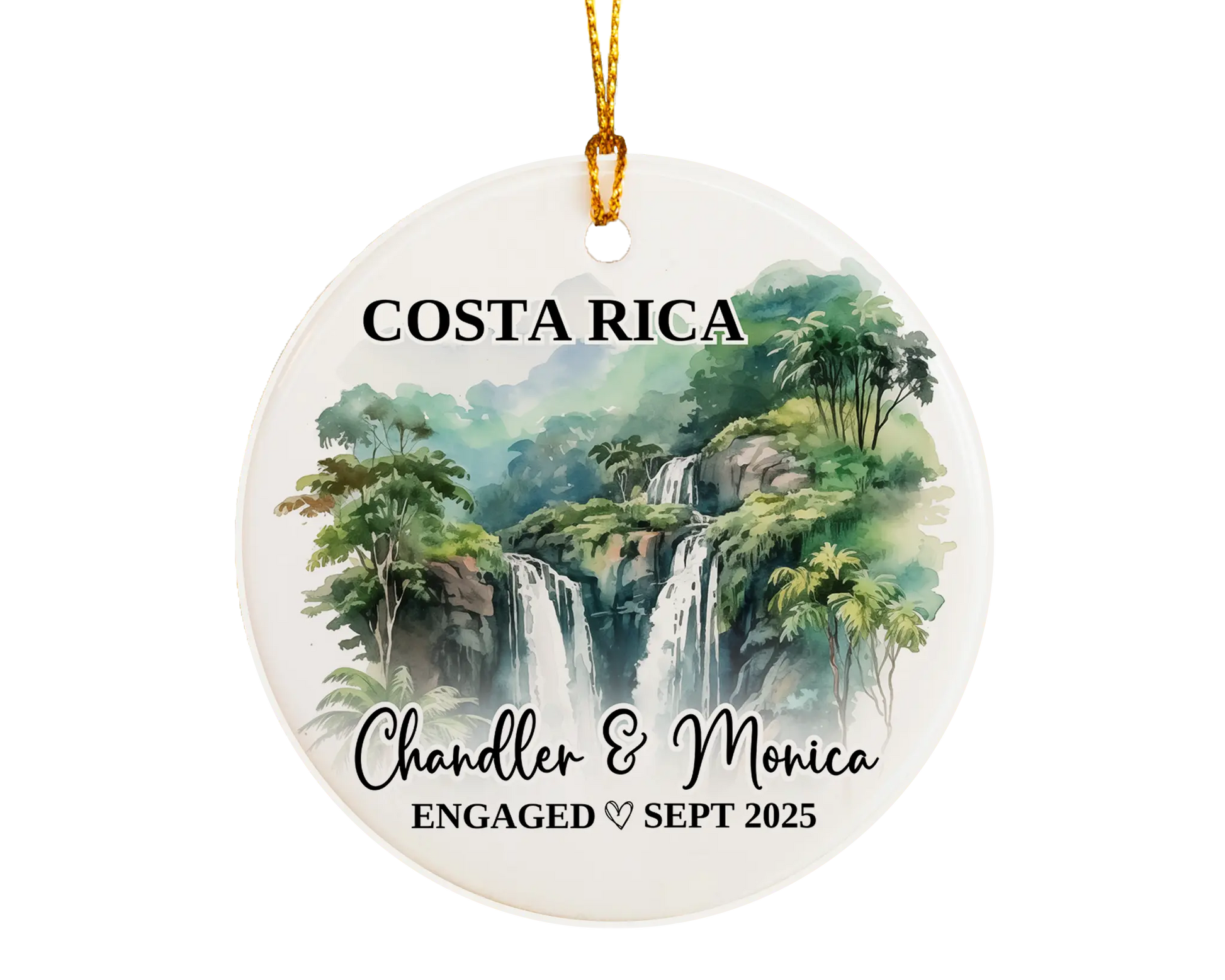Costa Rica Engagement Ornament Custom Gift Souvenir Bauble Present