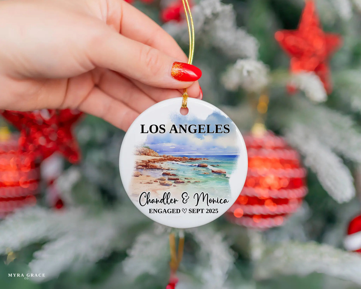 Los Angeles Engagement Ornament Custom Gift Souvenir Bauble Present