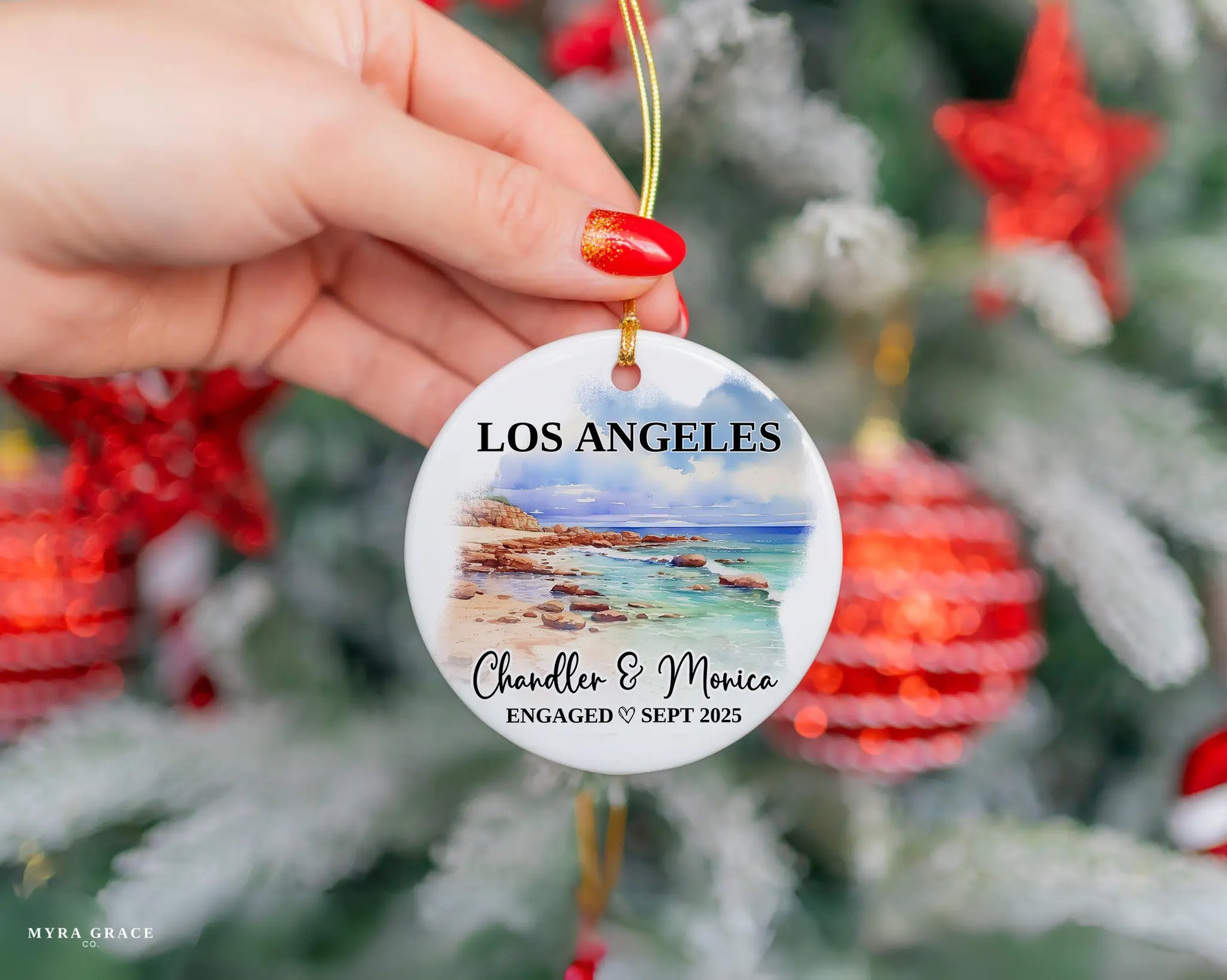 Los Angeles Engagement Ornament Custom Gift Souvenir Bauble Present