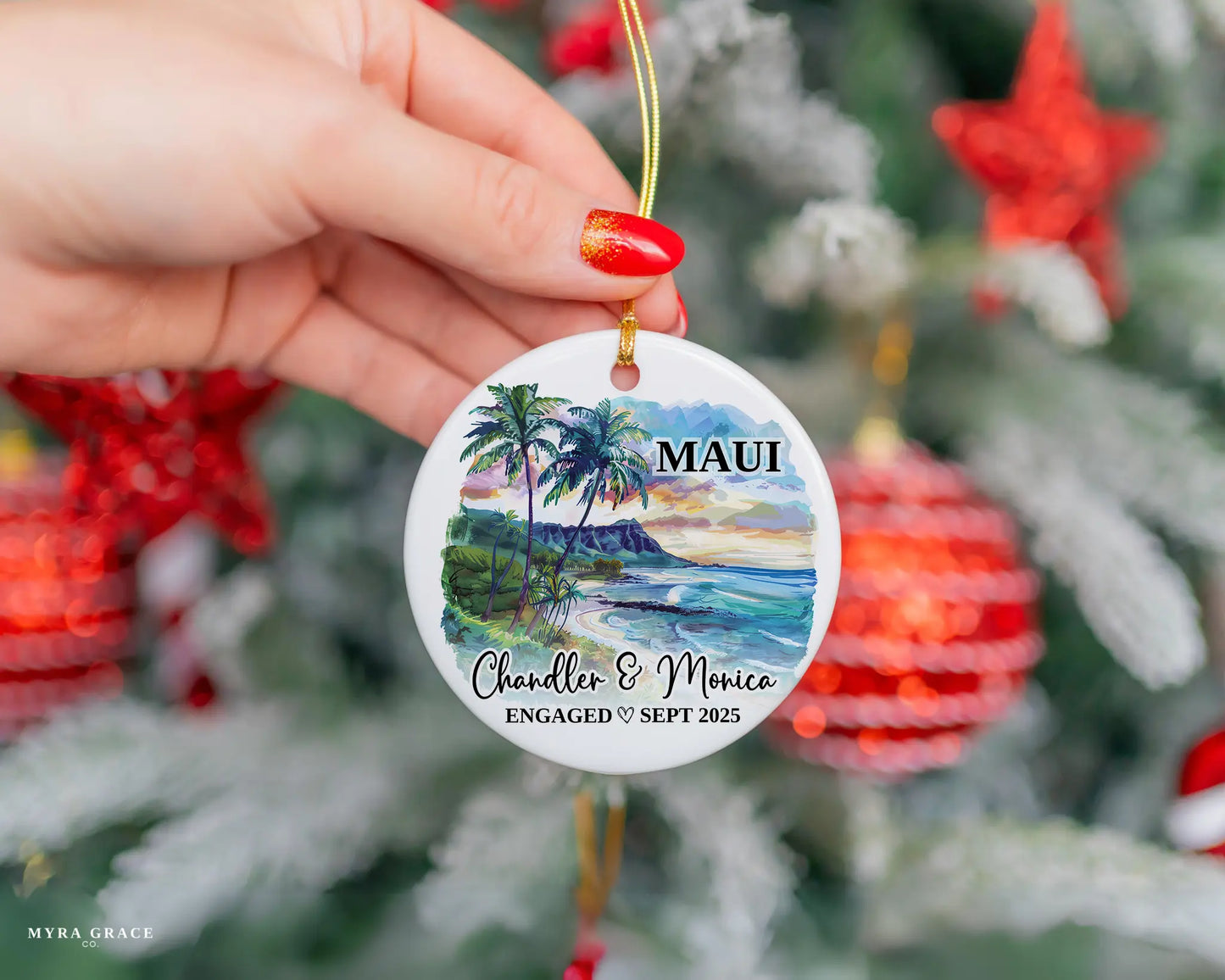 Maui Engagement Ornament Custom Gift Souvenir Bauble Present