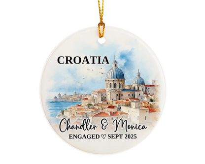 Croatia Engagement Ornament Custom Gift Souvenir Bauble Present