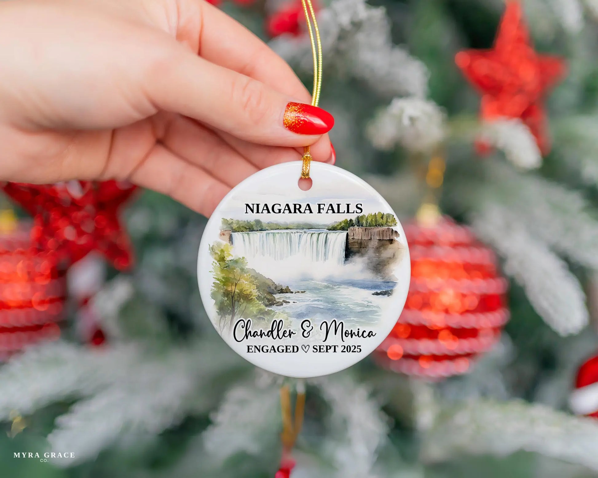 Niagara Falls Engagement Ornament Custom Gift Souvenir Bauble Present