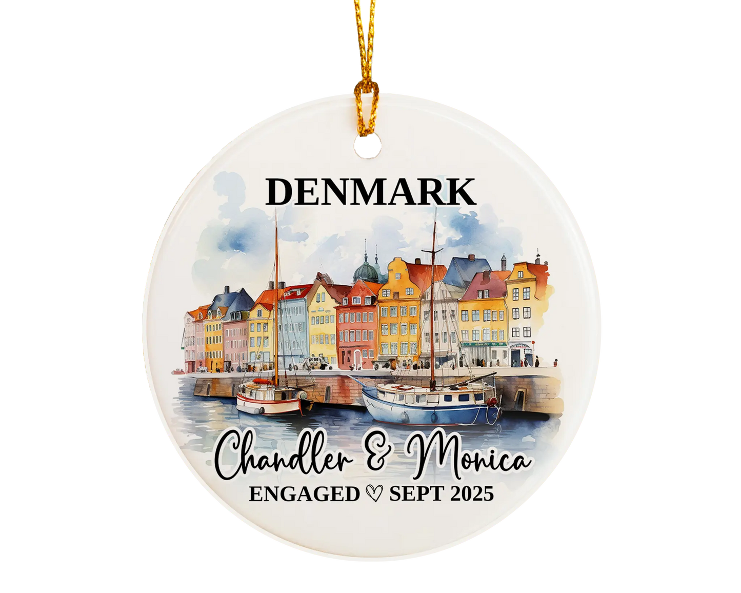 Denmark Engagement Ornament Custom Gift Souvenir Bauble Present