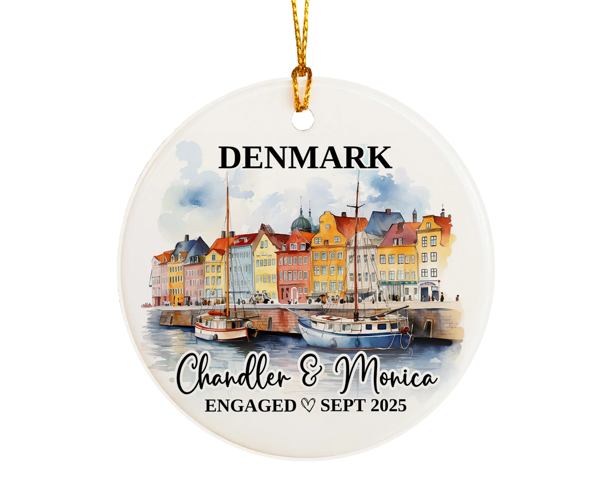 Denmark Engagement Ornament Custom Gift Souvenir Bauble Present