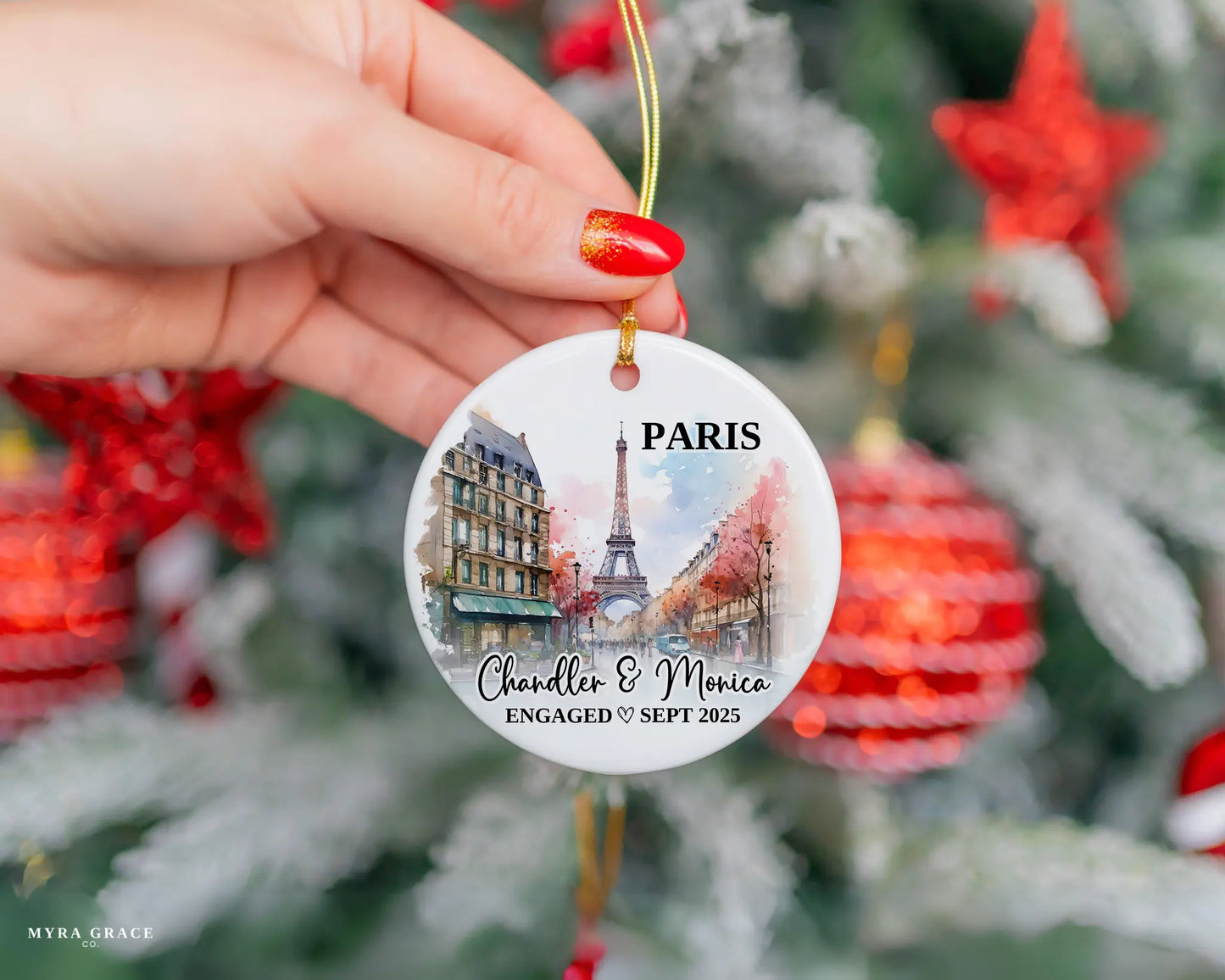 Paris Engagement Ornament Custom Gift Souvenir Bauble Present