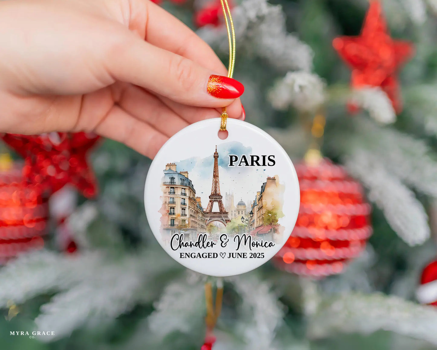 Paris Engagement Ornament Custom Gift Souvenir Bauble Present