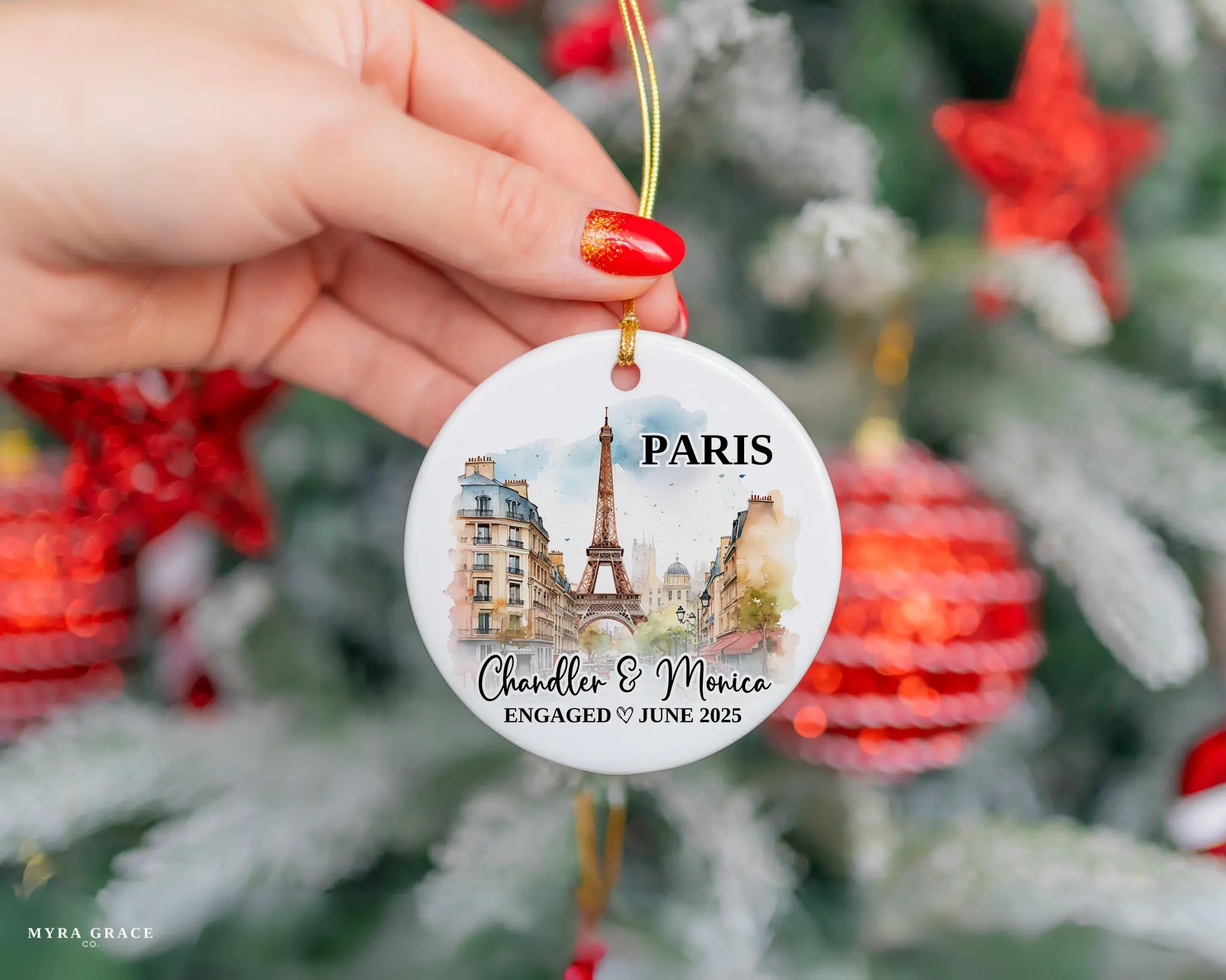 Paris Engagement Ornament Custom Gift Souvenir Bauble Present