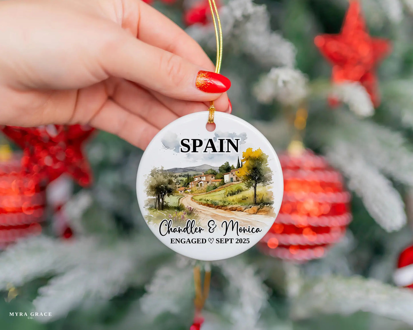 Spain Engagement Ornament Custom Gift Souvenir Bauble Present