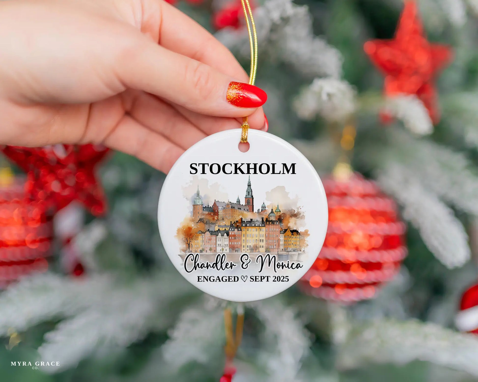 Stockholm Engagement Ornament Custom Gift Souvenir Bauble Present