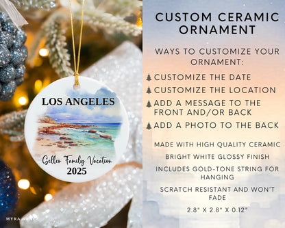 Los Angeles Vacation Custom Ornament, Los Angeles Bauble, L.A, California Beach