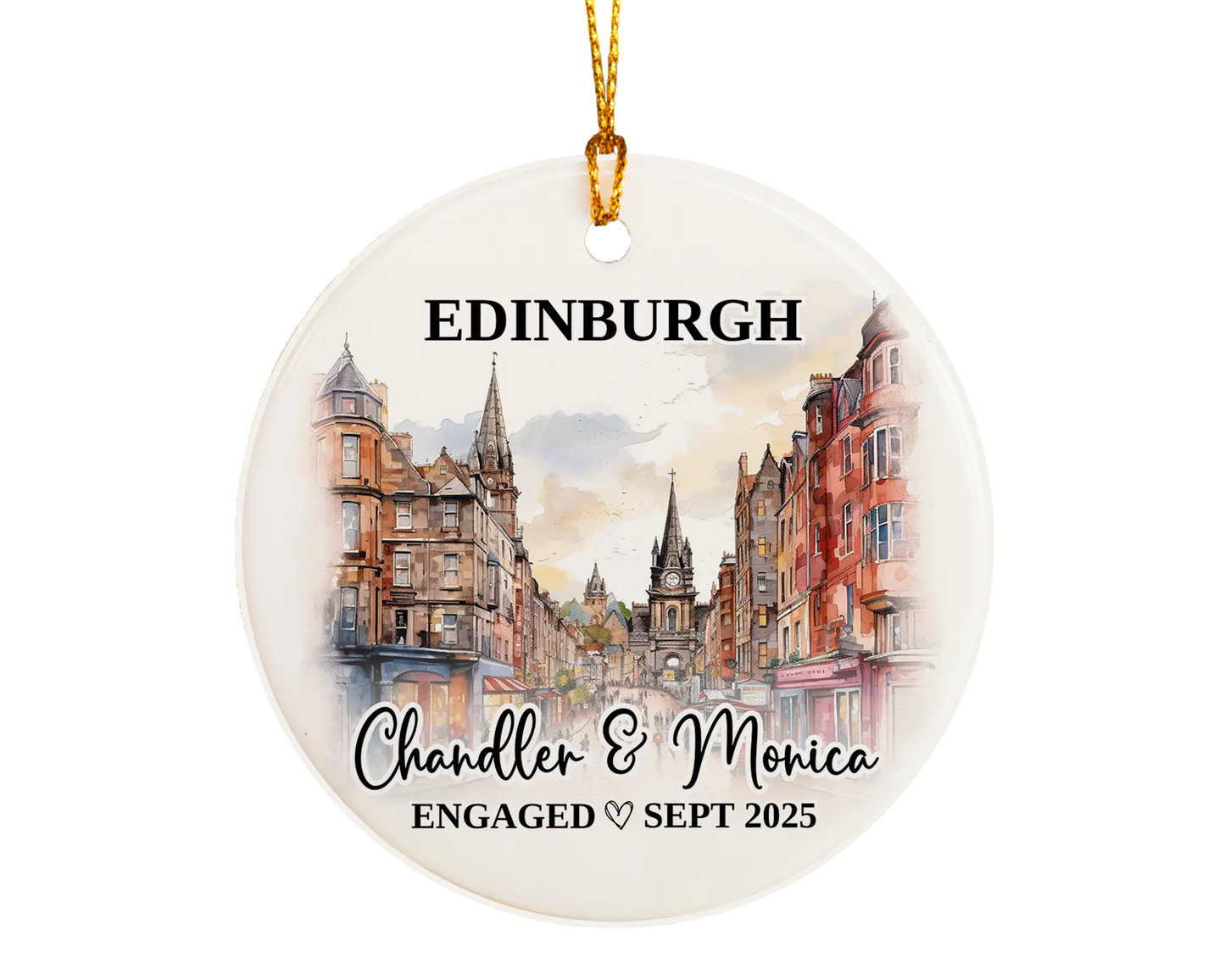 Edinburgh Engagement Ornament Custom Gift Souvenir Bauble Present