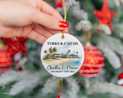 Turks and Caicos Engagement Ornament Custom Gift Souvenir Bauble Present