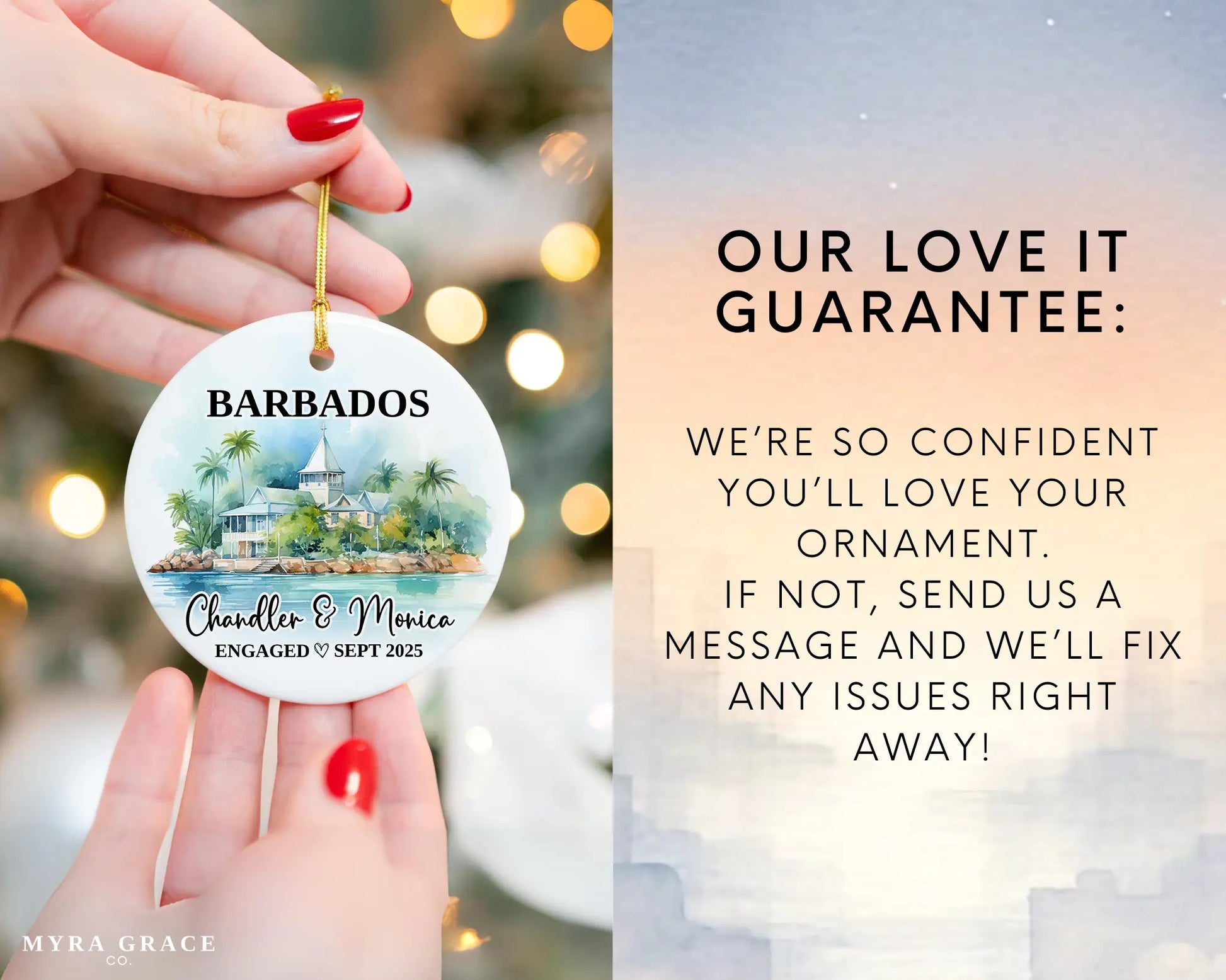 Barbados Engagement Ornament Custom Gift Souvenir Bauble Present. Love it