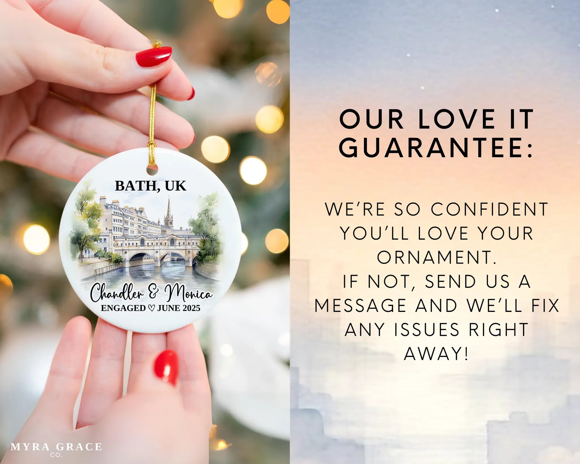 Bath UK Engagement Ornament Custom Gift Souvenir Bauble Present. Love it