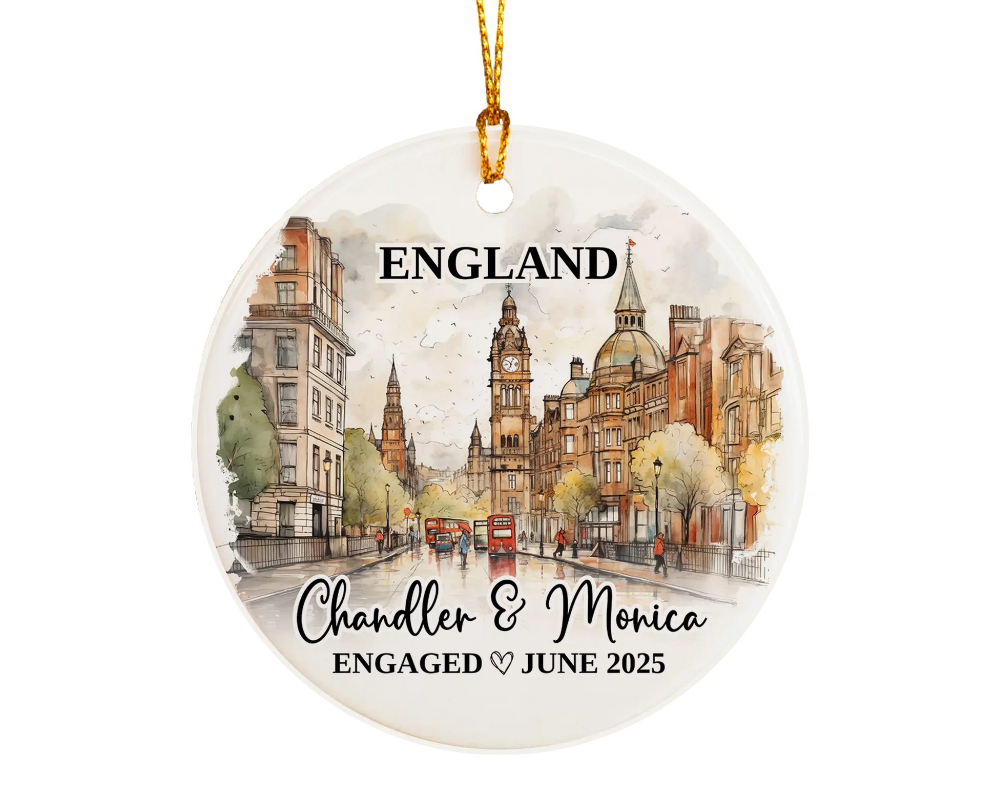 England Engagement Ornament Custom Gift Souvenir Bauble Present