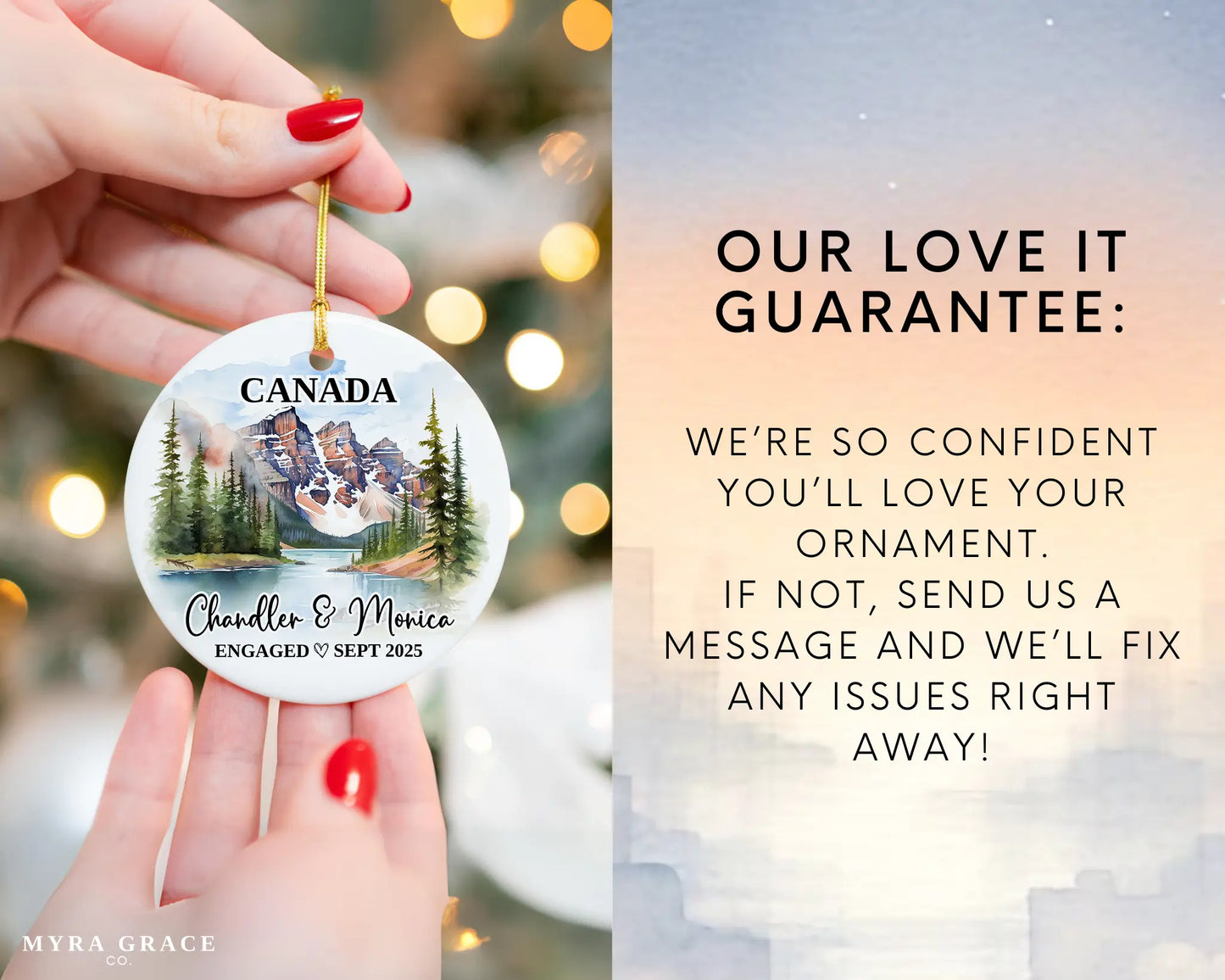 Canada Engagement Ornament Custom Gift Souvenir Bauble Present. Love it