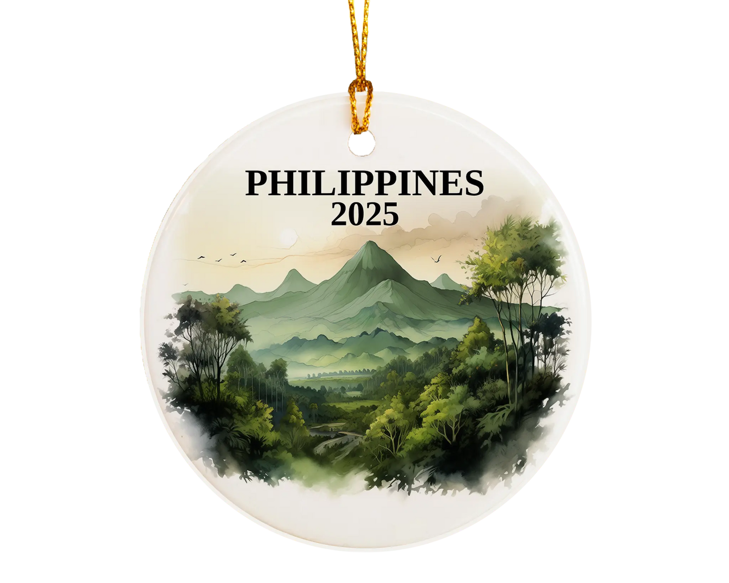 Custom Philippines ceramic photo ornament with personalized message – handmade Christmas bauble, gift souvenir, or vacation keepsake. 