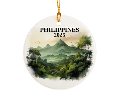 Custom Philippines ceramic photo ornament with personalized message – handmade Christmas bauble, gift souvenir, or vacation keepsake. 