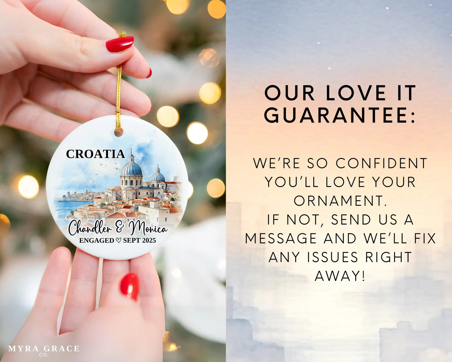 Croatia Engagement Ornament Custom Gift Souvenir Bauble Present. Love it
