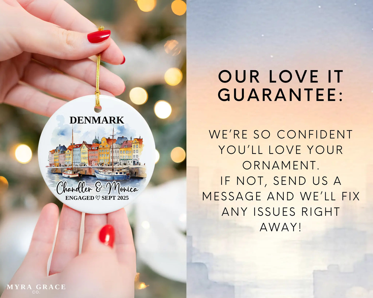 Denmark Engagement Ornament Custom Gift Souvenir Bauble Present. Love it
