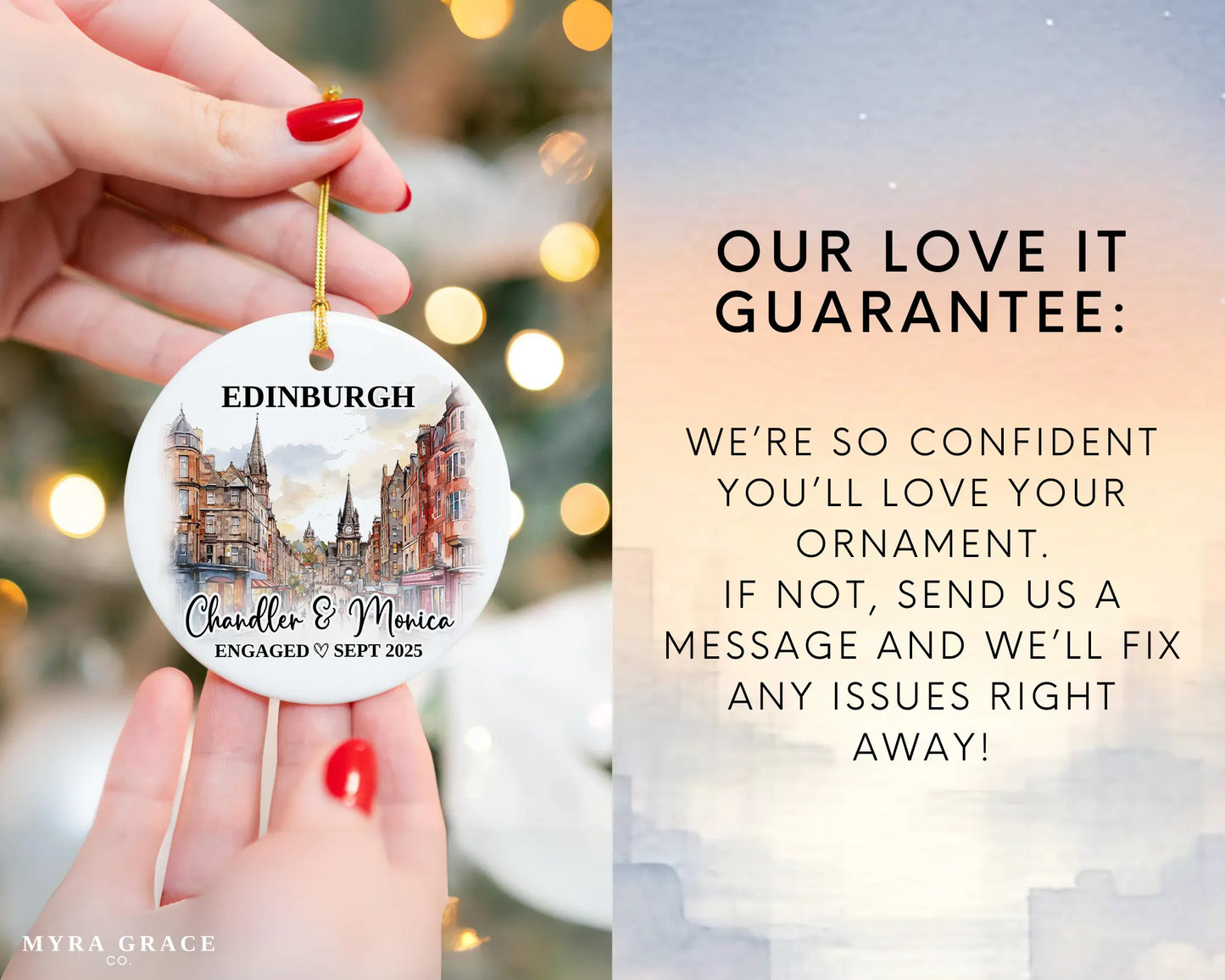 Edinburgh Engagement Ornament Custom Gift Souvenir Bauble Present. Love it